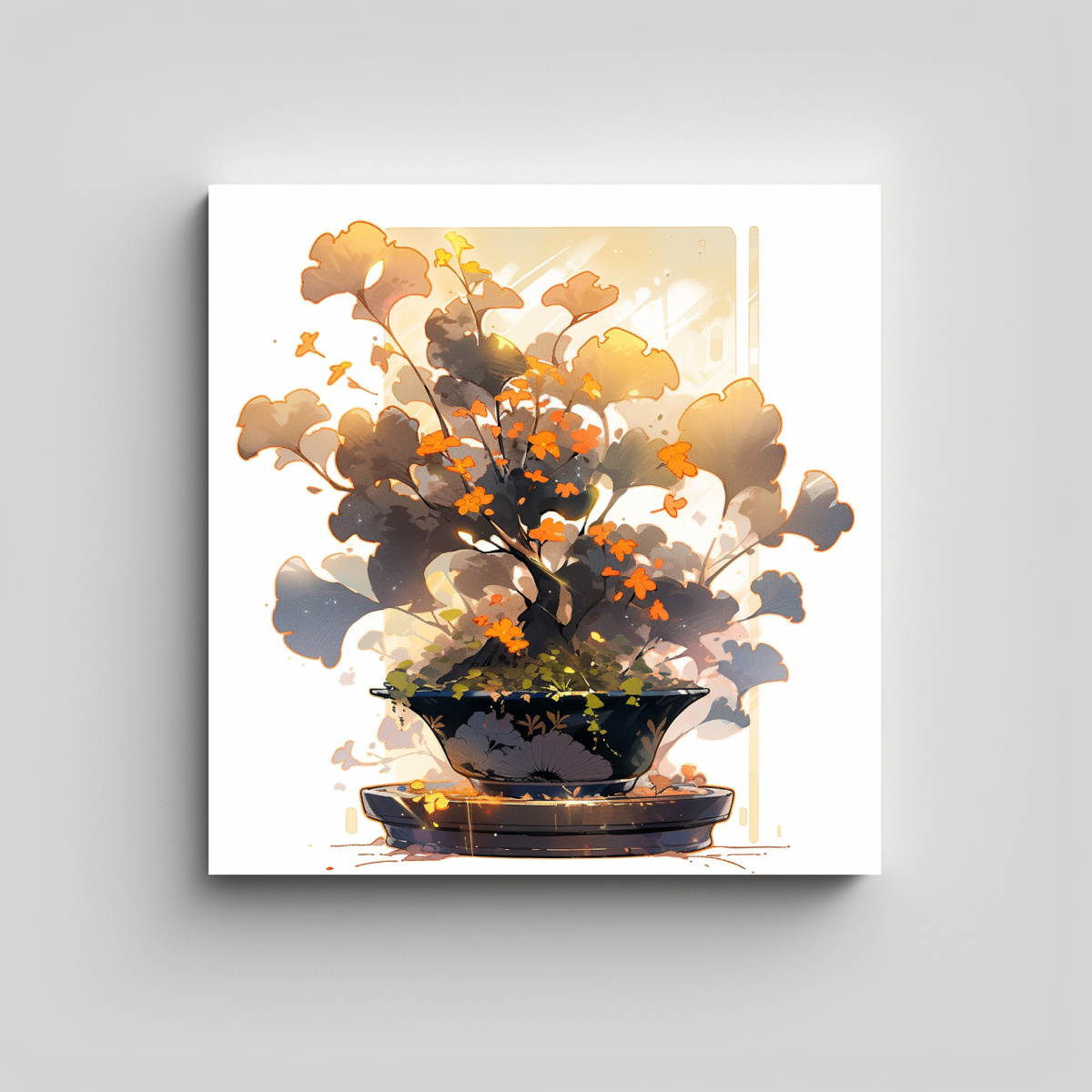 pinturas-de-arte-de-pared-modernos-con-motivo-a-ginkgo-biloba-bonsai-tree-en-un-ambiente-neonoir-y-neo-pop