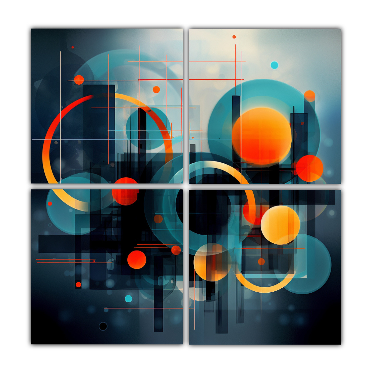 pinturas-de-decoraci-n-abstractas-transparentes-de-rect-ngulos-y-c-rculos-neon-de-cuatro-artes-para-cocina