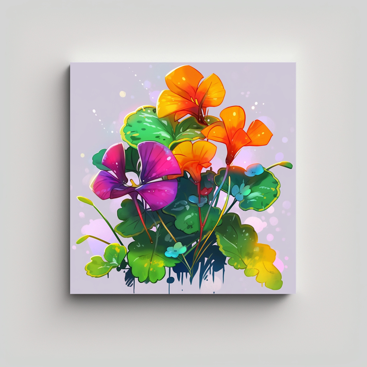 pinturas-de-decoraci-n-de-ambiente-neonoir-con-impactante-arte-moderno-nasturtium-herbs-en-colores-del-arco-ris-