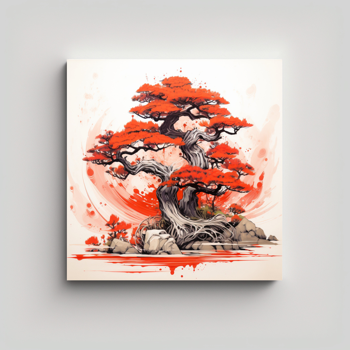 pinturas-de-decoraci-n-de-ambiente-neonoir-de-canva-moderno-calma-un-rbol-de-bons-i-en-colores-rojo-y-naranja