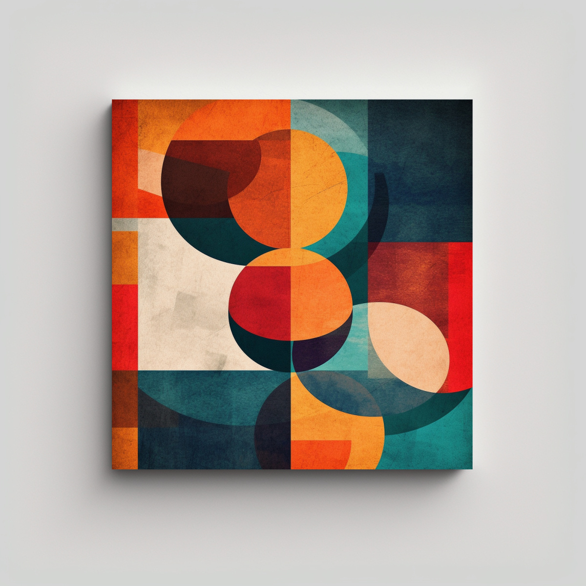 Cuadro De Decoración De Arte De Pared Equilibrio Visual Con Formas Superpuestas En Colores