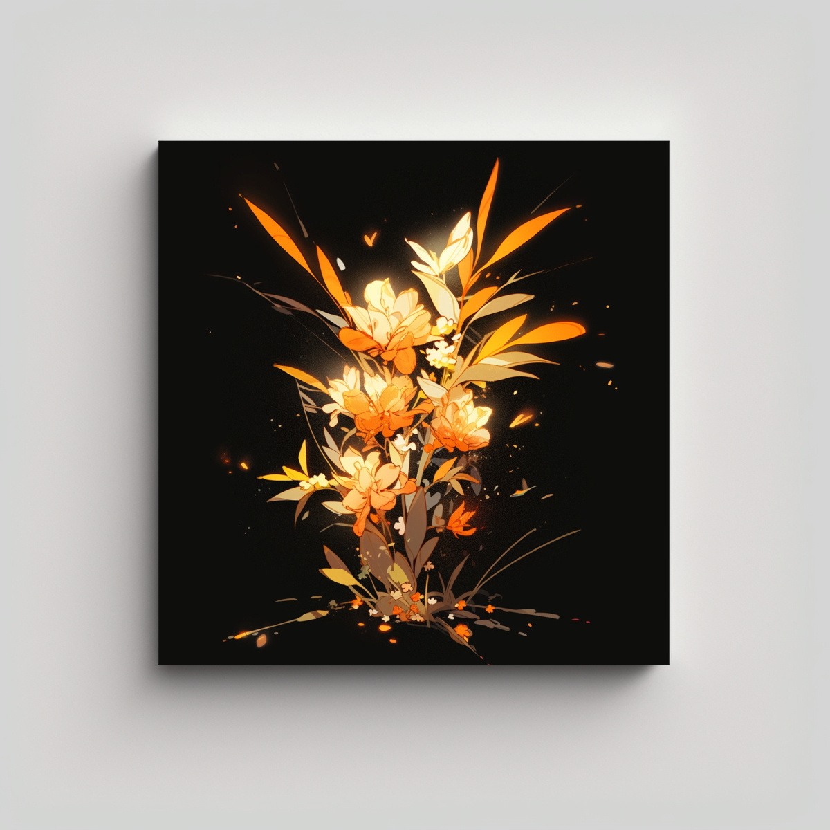 pinturas-de-decoraci-n-en-tela-estilo-neonoir-con-l-neas-finas-amarillas-y-naranjas-en-un-ambiente-sofisticado-