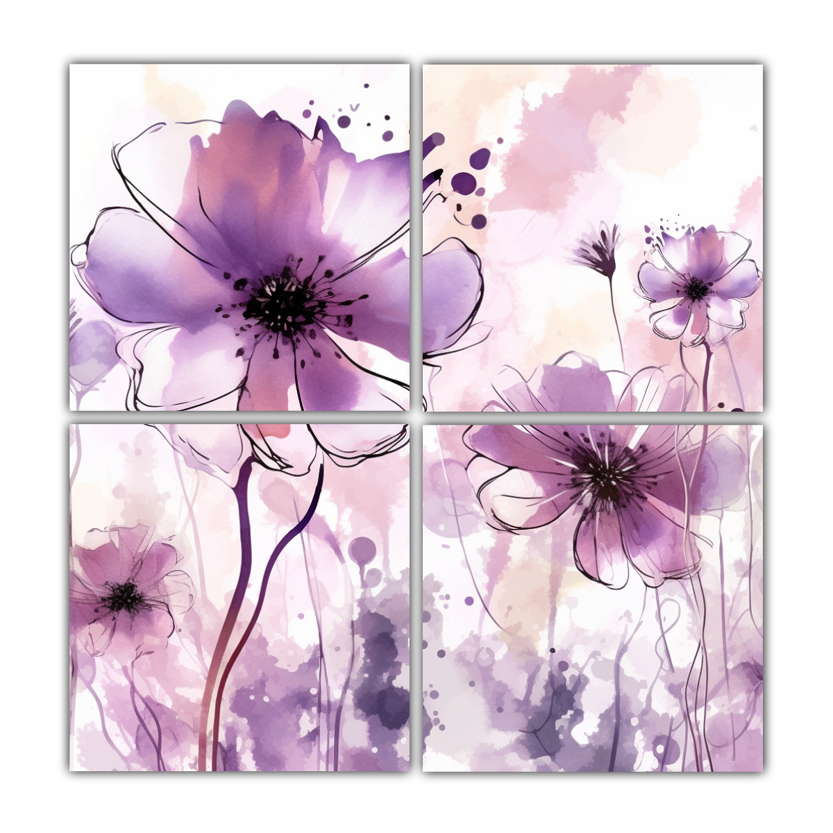 pinturas-de-pared-flores-silvestres-moradas-espectaculares-en-estilo-fluido-sobre-fondo-blanco-300dp