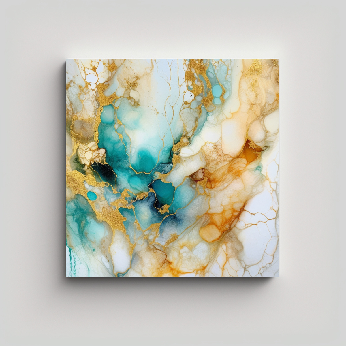 pinturas-decorativas-abstractas-blancas-doradas-y-turquesa-con-destellos-de-alcohol-ink