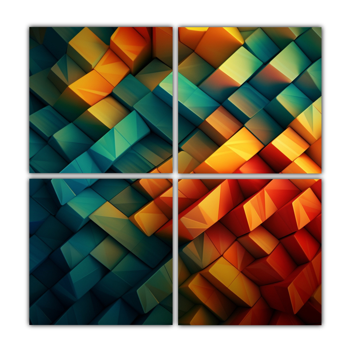 pinturas-decorativas-abstractas-con-teselaci-n-de-l-neas-en-4-lienzos-