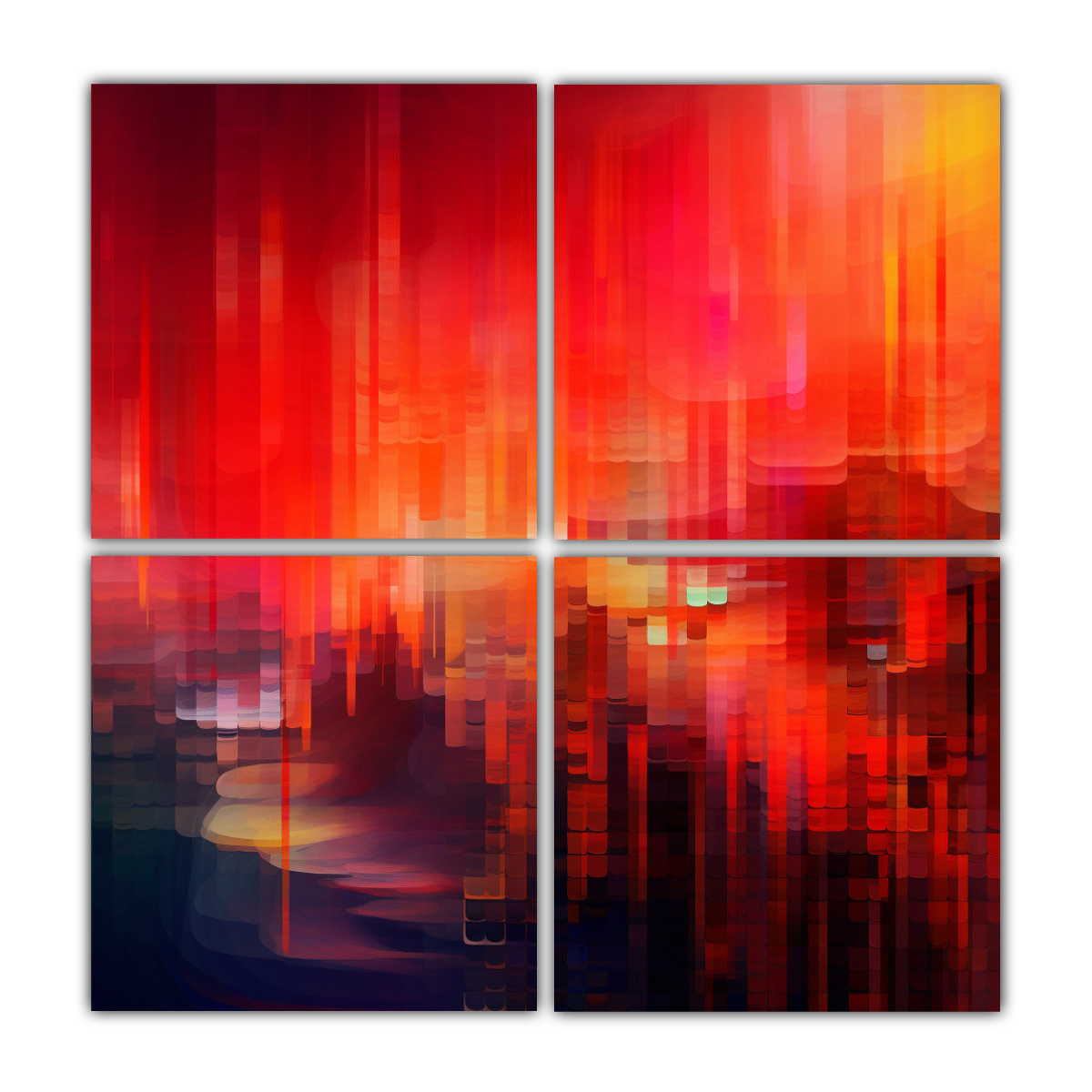 pinturas-decorativas-abstractas-modernas-sobre-fondo-rojo-colorido