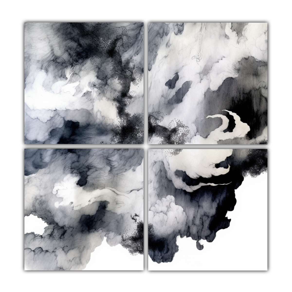 pinturas-decorativas-con-patr-n-de-tinta-china-cuatro-artes-dise-o-contraste