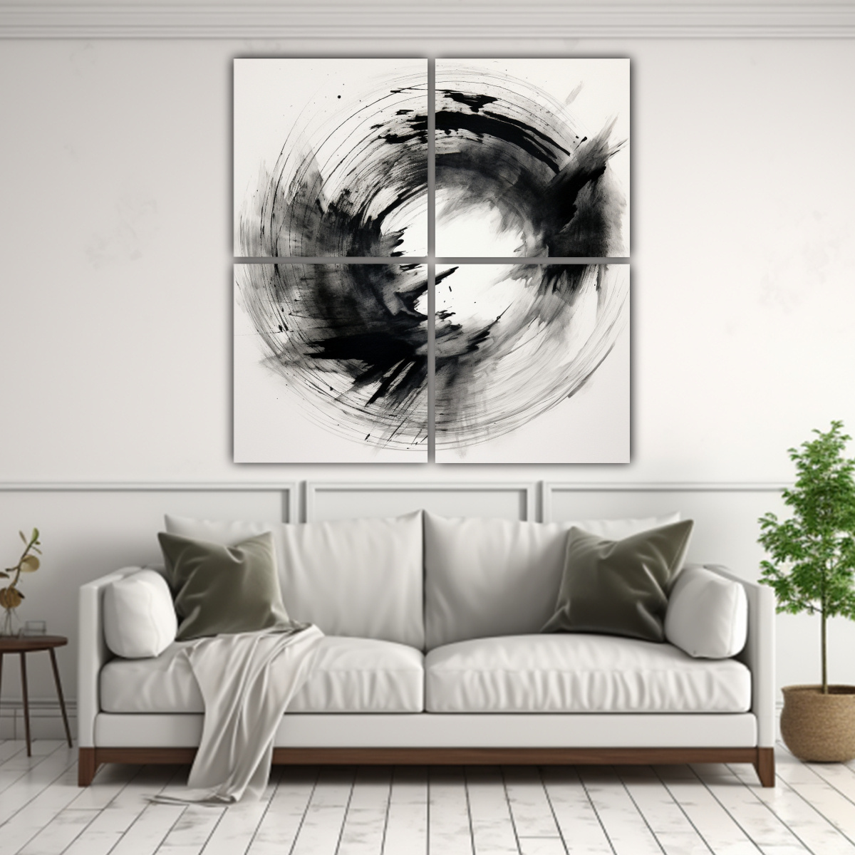 pinturas-decorativas-cuatro-canvas-colores-vitalidad-l-nea-central-tinta-sumi-en-negro-y-blanco-1