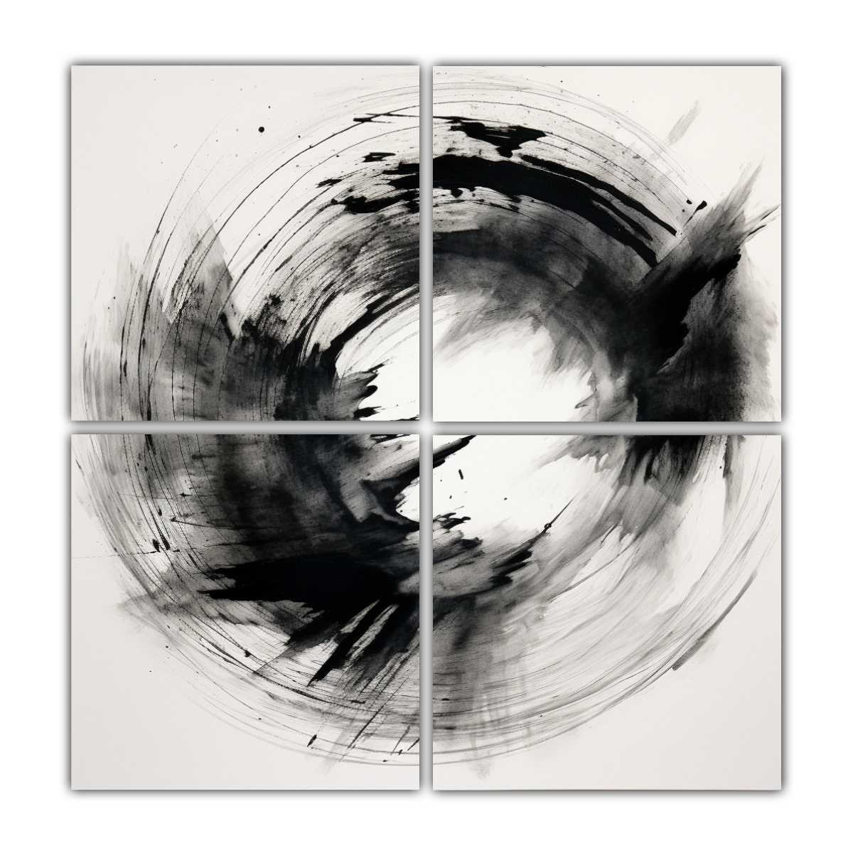 pinturas-decorativas-cuatro-canvas-colores-vitalidad-l-nea-central-tinta-sumi-en-negro-y-blanco