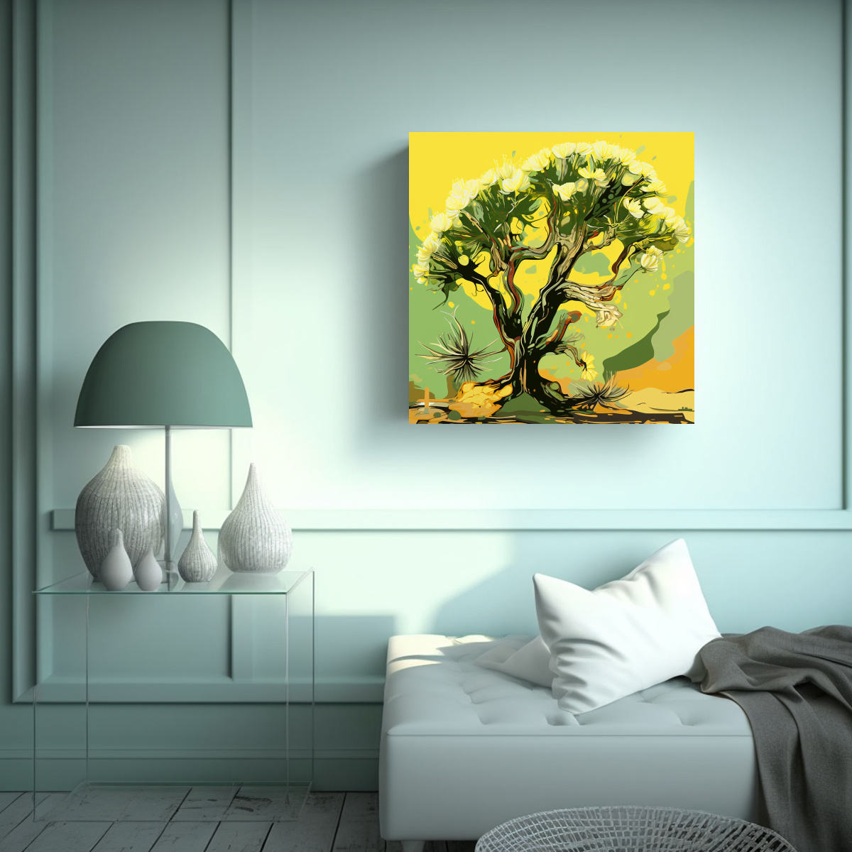 pinturas-decorativas-de-arte-moderno-sim-trico-inspiradas-en-un-joshua-tree-en-colores-amarillo-y-verde-con-atm-sfera-neonoir-1
