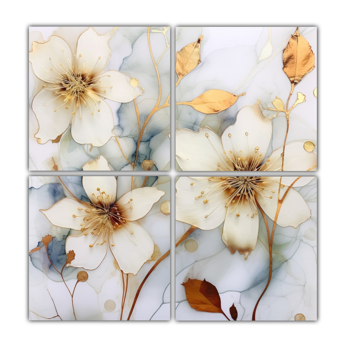 pinturas-decorativas-de-cuatro-telas-en-bastidor-composici-n-elegancia-detalles-finos-de-flores-y-hojas-de-tinta-al-alcohol-blanca-