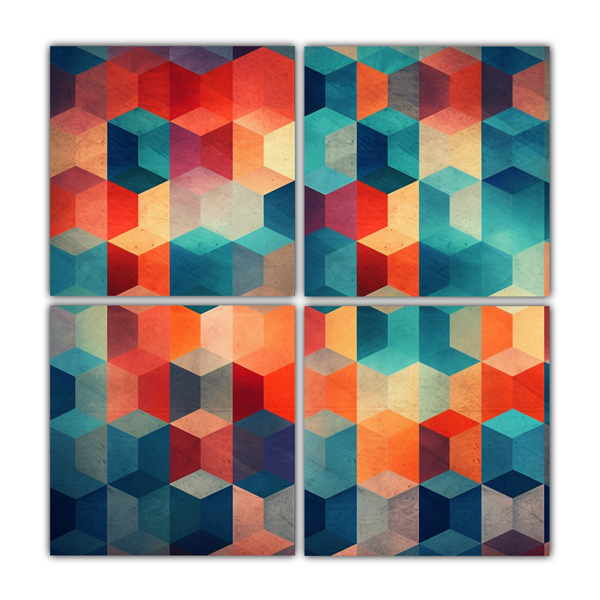Pinturas Decorativas De Diseño Geométrico En Gama De Colores – Arte Impreso De Alta Calidad