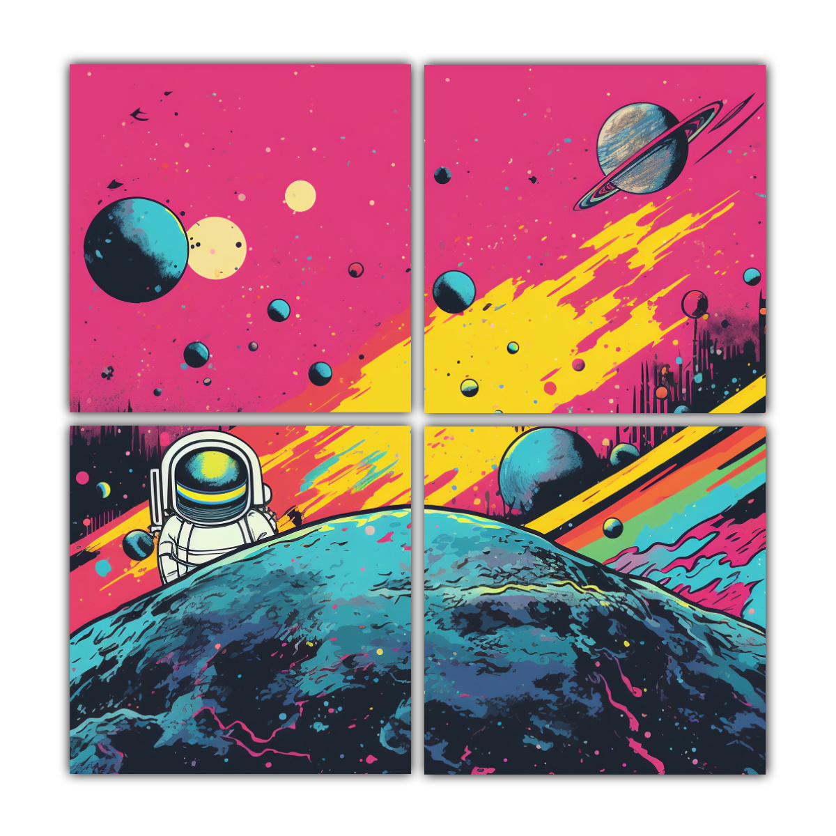 pinturas-decorativas-de-fondo-espacial-estilo-popart-colorido-de-cuatro-artes-movimiento
