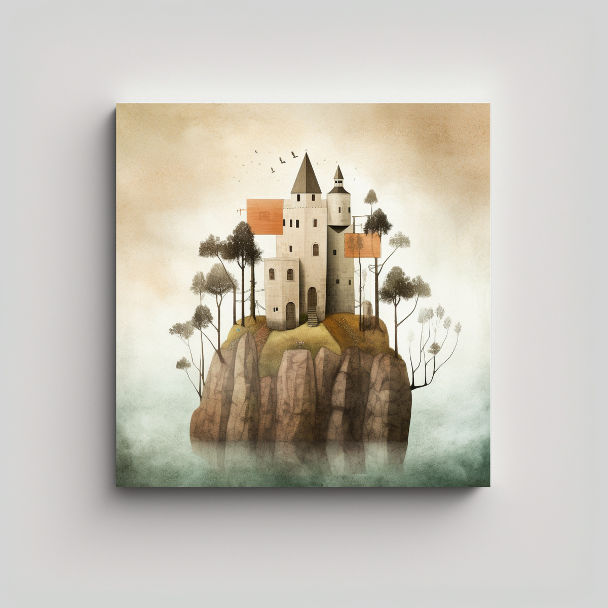 pinturas-decorativas-de-picasso-para-cuarto-con-finas-l-neas-y-castillo-en-una-isla-con-rboles-y-flores-lluviosas-