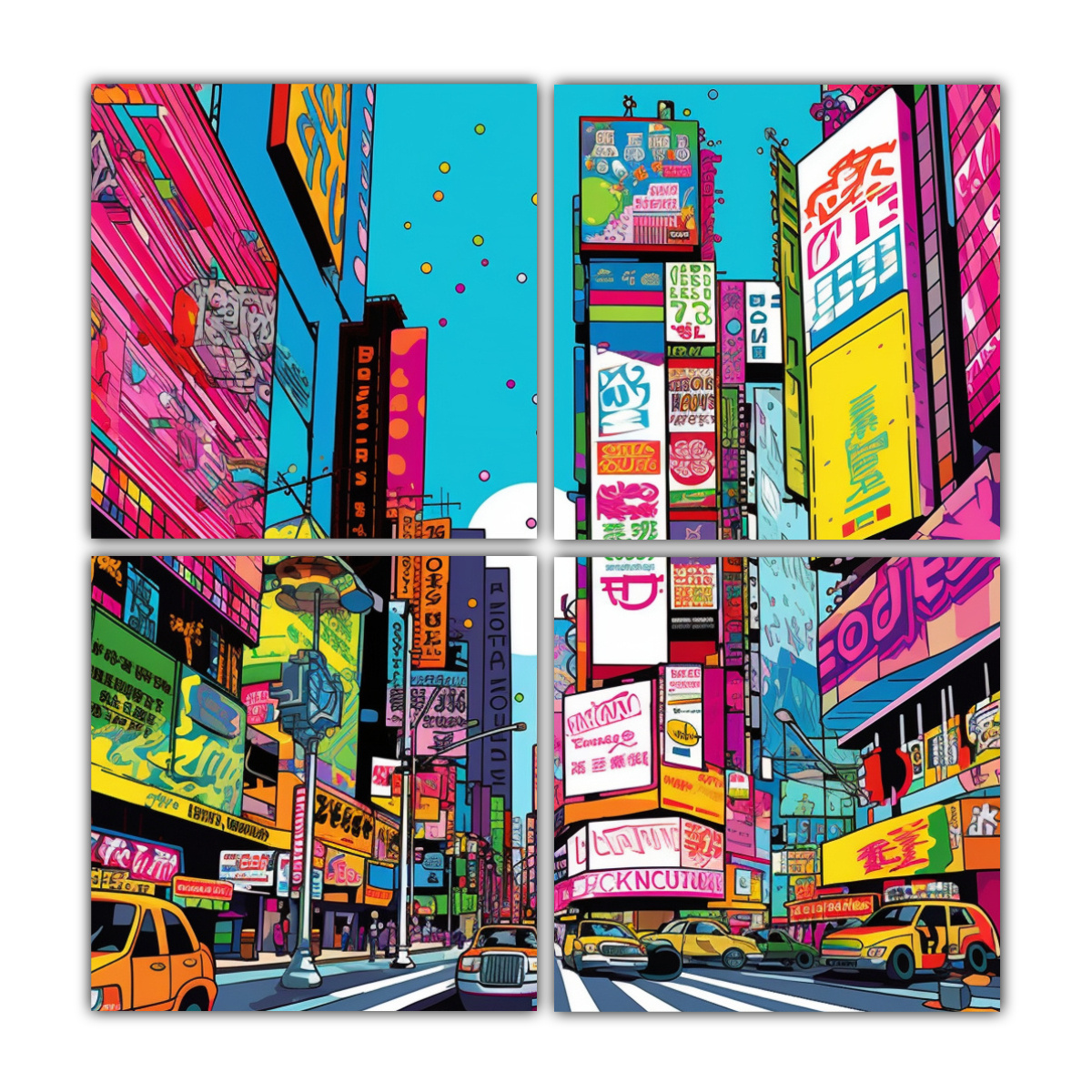 pinturas-decorativas-digitales-de-nueva-ciudad-de-arte-pop-c-lidas-figuras