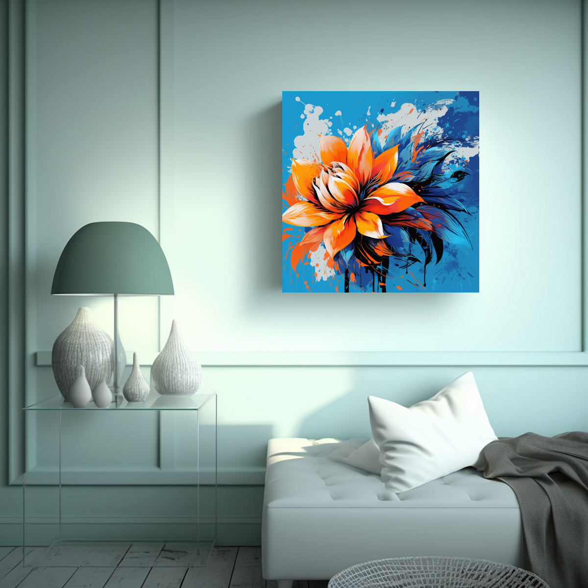 pinturas-decorativas-en-estilo-neonoir-con-movimiento-y-perspectiva-en-colores-naranja-y-azul-1