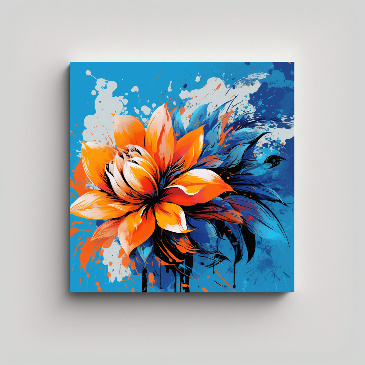 pinturas-decorativas-en-estilo-neonoir-con-movimiento-y-perspectiva-en-colores-naranja-y-azul