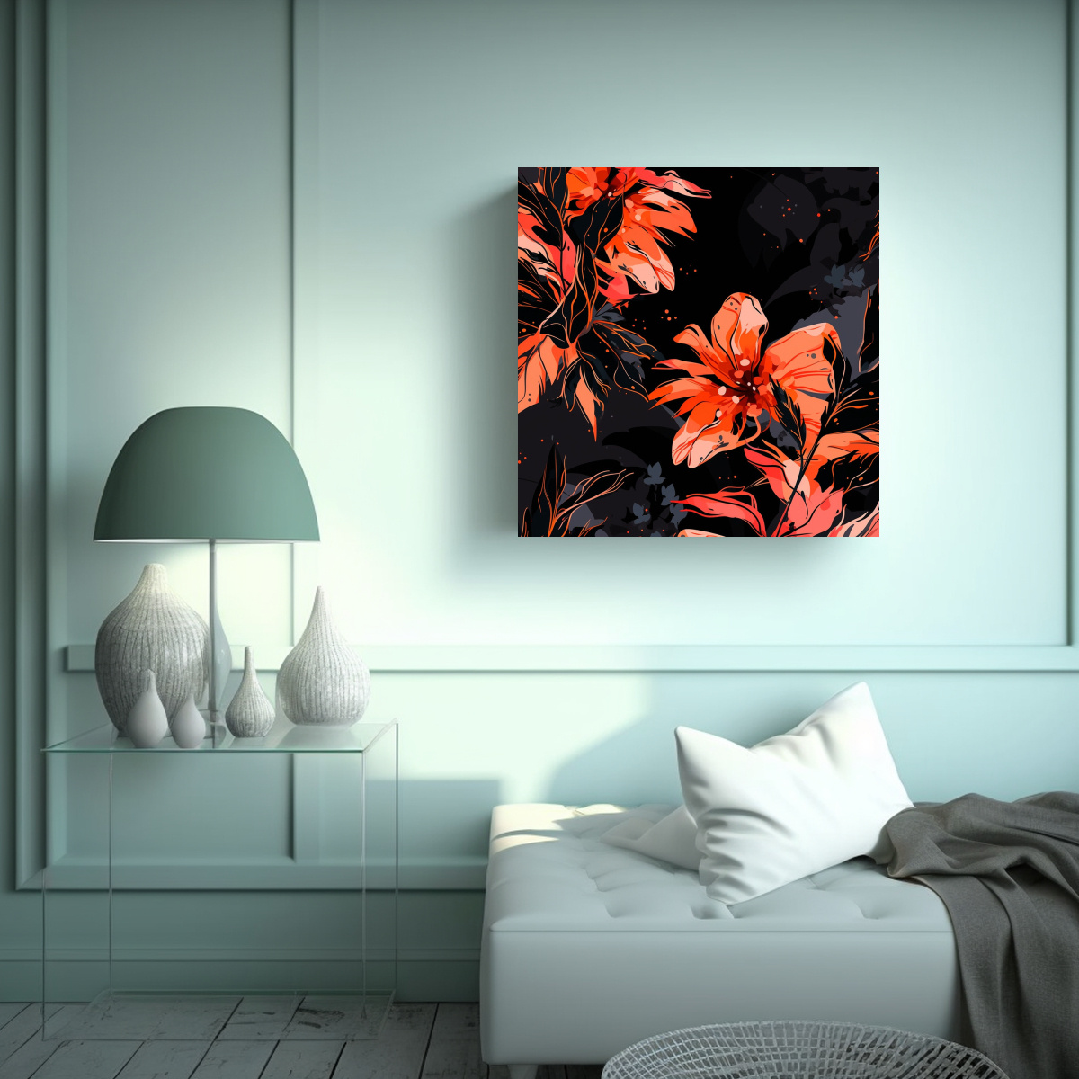 pinturas-decorativas-en-estilo-neonoir-en-colores-naranja-y-negro-de-arte-calidos-espacio-1