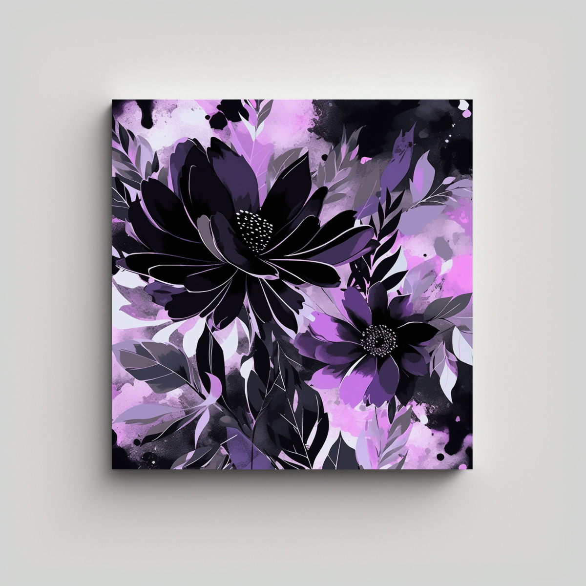 Pinturas Decorativas Expresión Naturaleza Viva En Estilo Neonoir Púrpura Y Negro