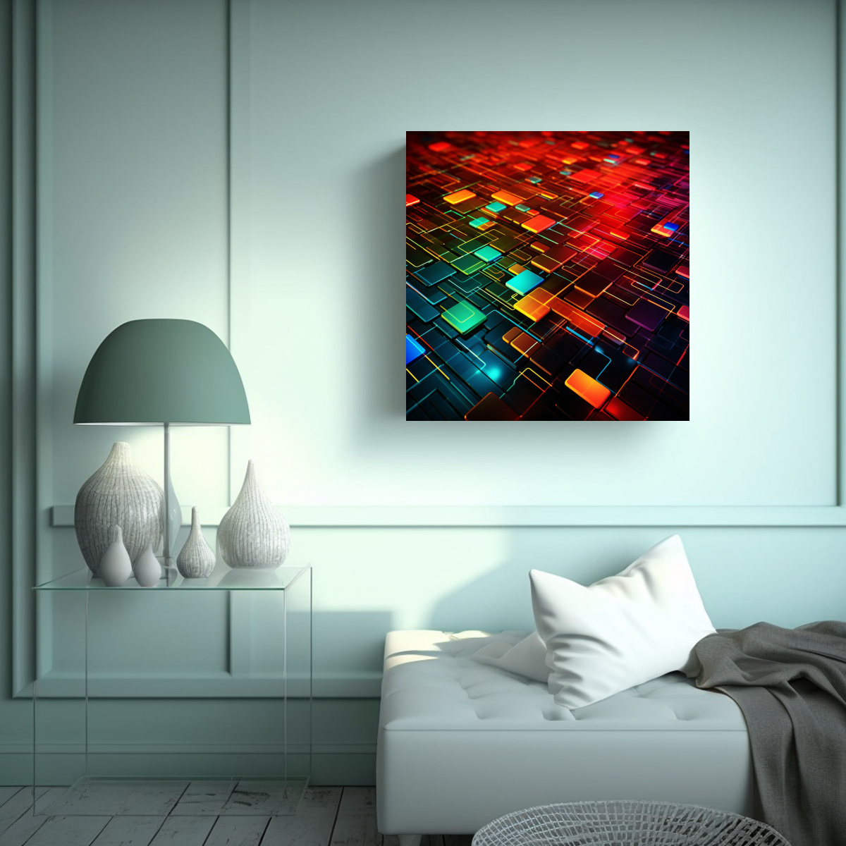 pinturas-decorativas-tecnol-gicas-con-fondo-colorido-rojo-naranja-azul-y-verde-para-cuarto-1