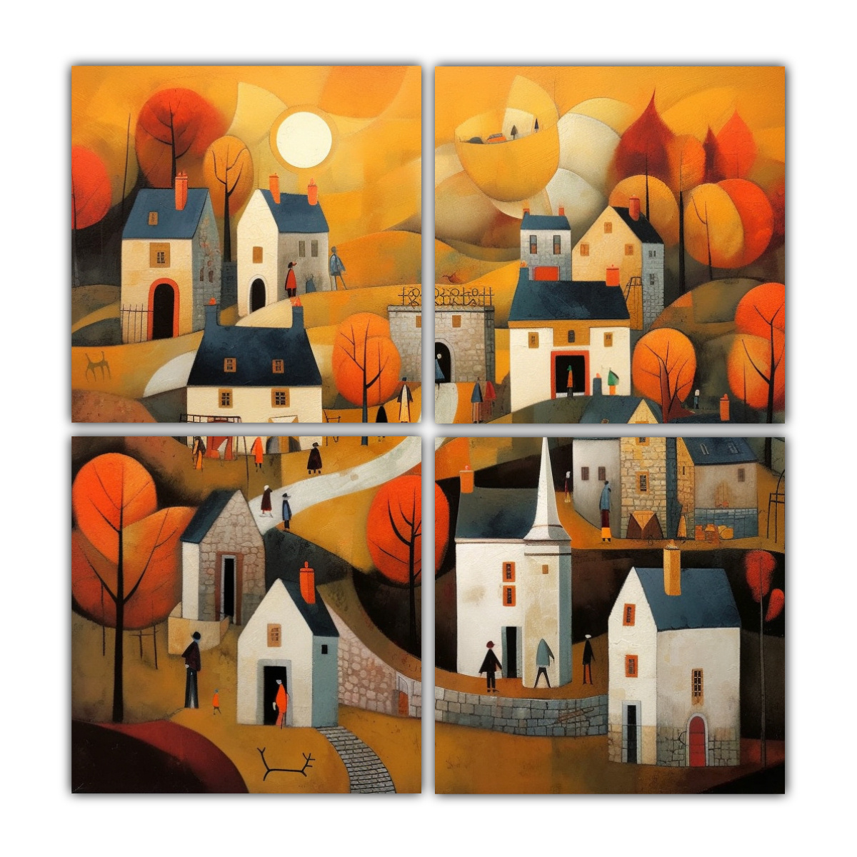 pinturas-estilo-george-birrell-de-detalle-espectacular-de-castillo-antiguo-iglesia-pueblo-arte-decorativo