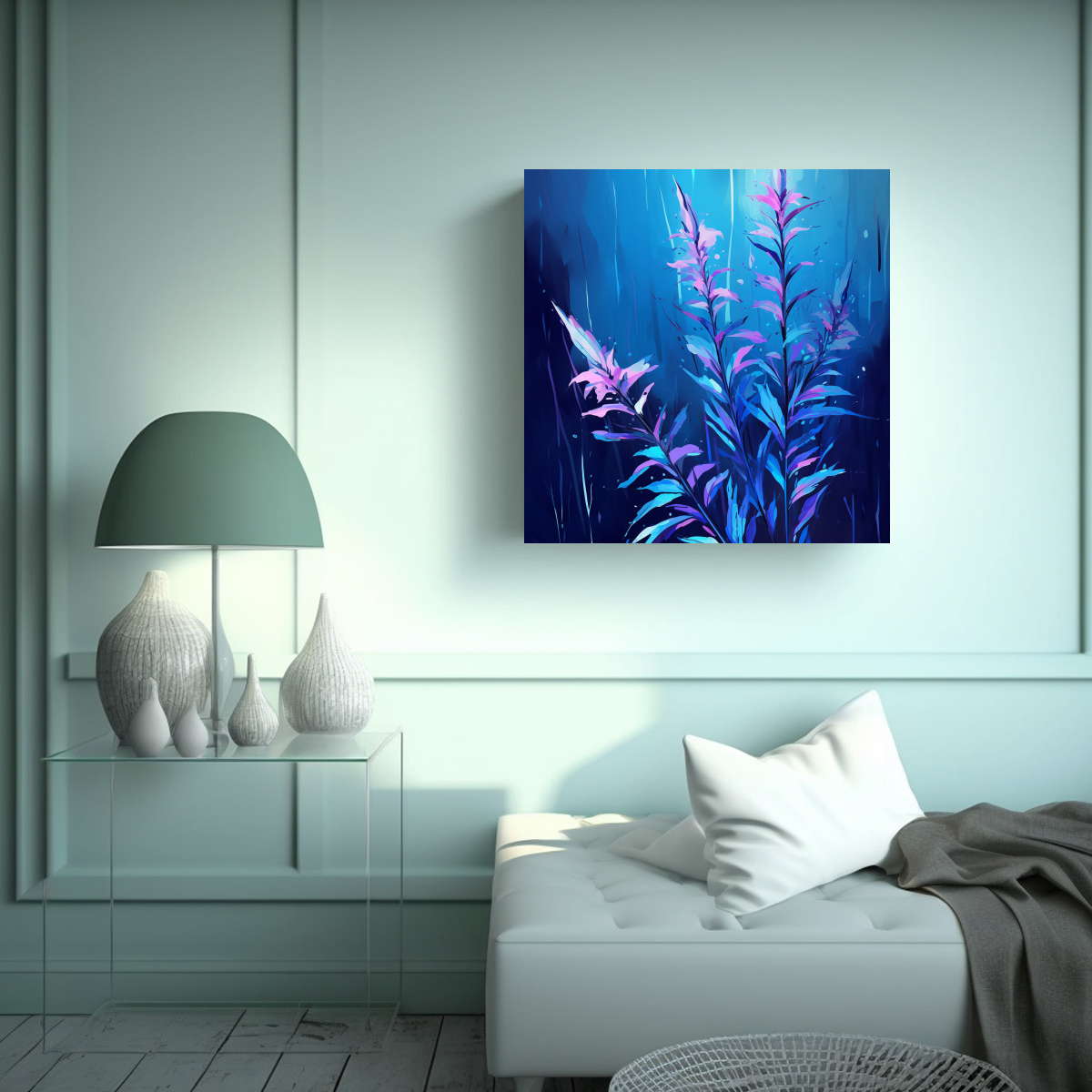 pinturas-lienzo-movimiento-living-a-fireweed-hierbas-en-colores-azules-atmosfera-neonoir-neop-1