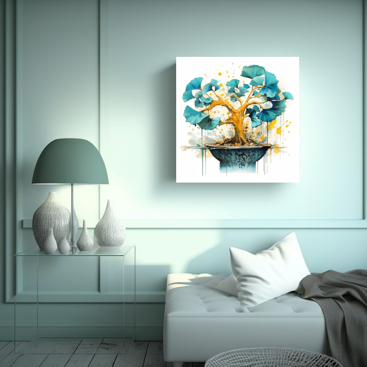 tela-en-bastidor-ginkgo-biloba-bons-i-turquesa-y-oro-1