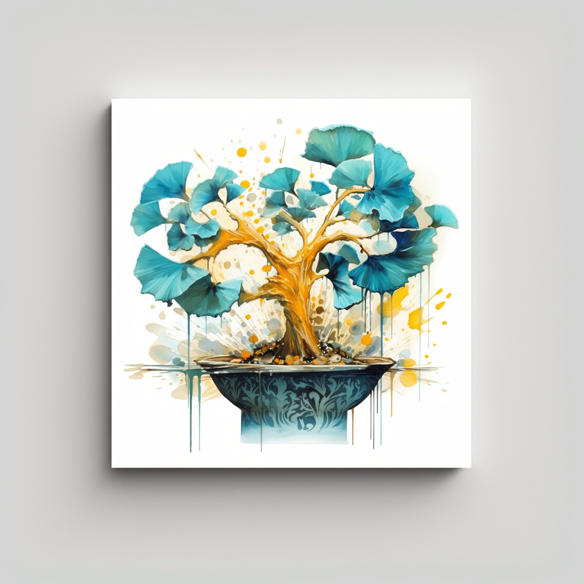 tela-en-bastidor-ginkgo-biloba-bons-i-turquesa-y-oro