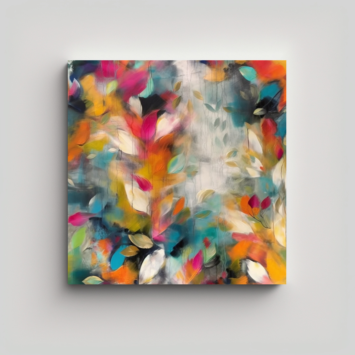 tela-en-bastidor-modernos-abstracto-de-flores-y-hojas-coloridas-por-eri