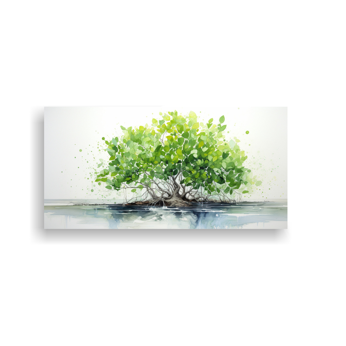 arte-de-pared-abstracto-de-un-rbol-de-manglar-en-verde-y-blanco