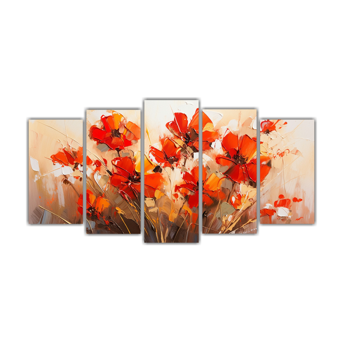 arte-de-pared-abstracto-en-rojo-y-dorado-con-flores-en-lienzo
