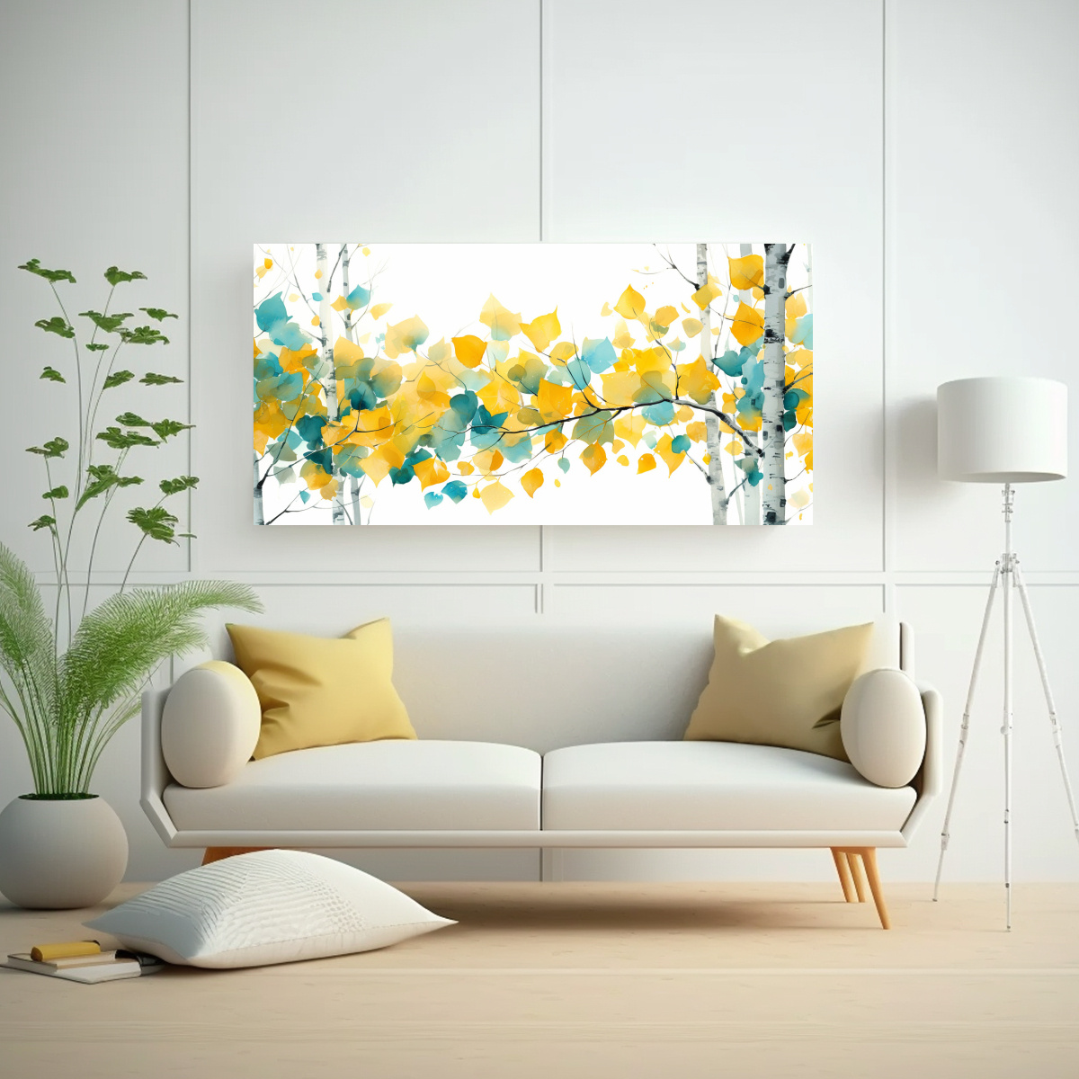 arte-de-pared-acuarela-reflejo-a-rbol-aspen-amarillo-y-turquesa-pintura-abstracta-1