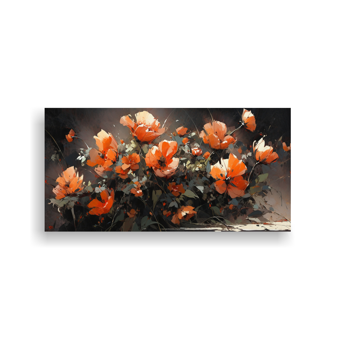 arte-de-pared-con-adorno-de-acuarela-pintura-de-flores-naranjas-y-negras-en-lienzo
