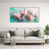arte-de-pared-con-flores-turquesa-y-rosa-en-lienzo-1
