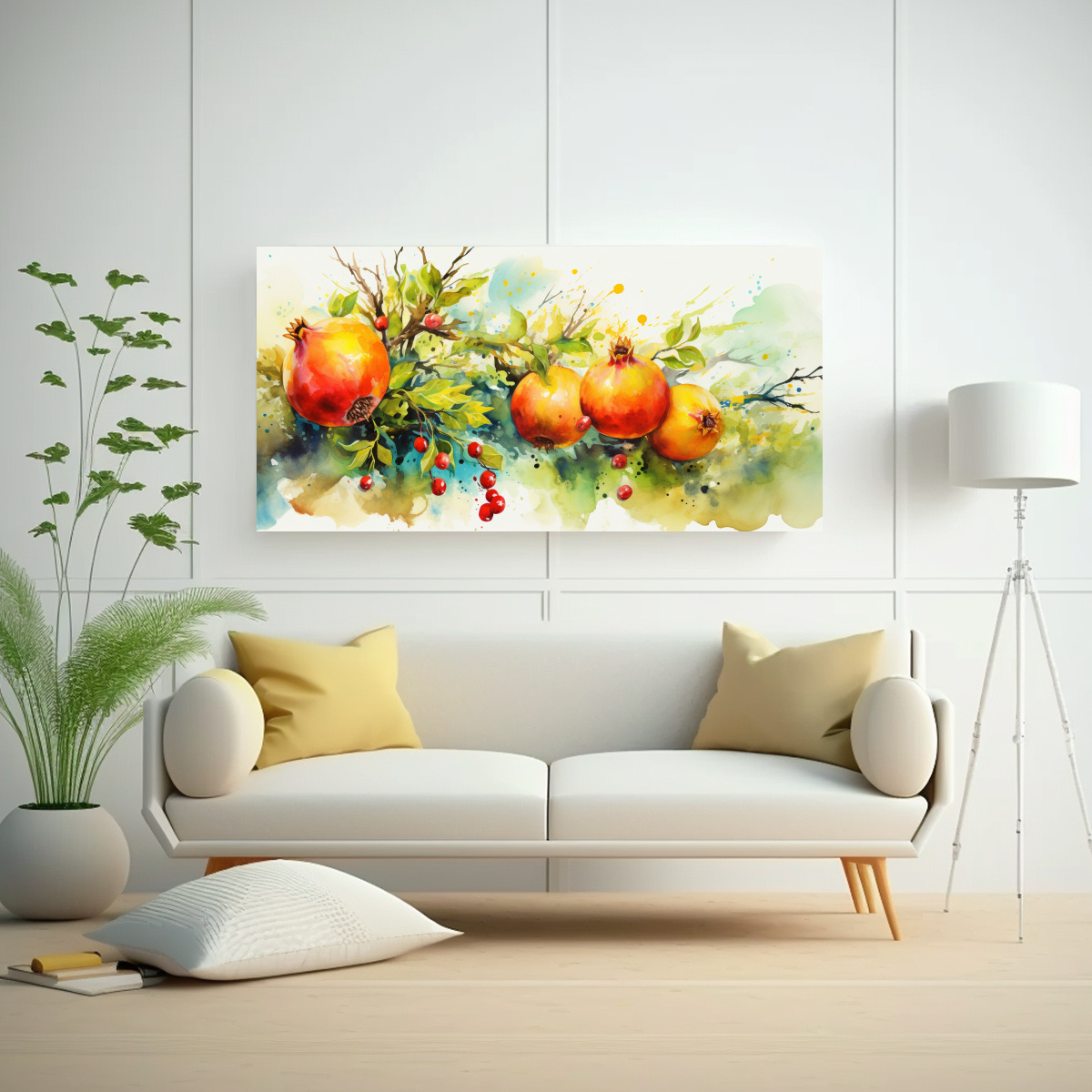 arte-de-pared-conceptual-colorido-rbol-de-granada-amarillo-y-verde-abstracto-1