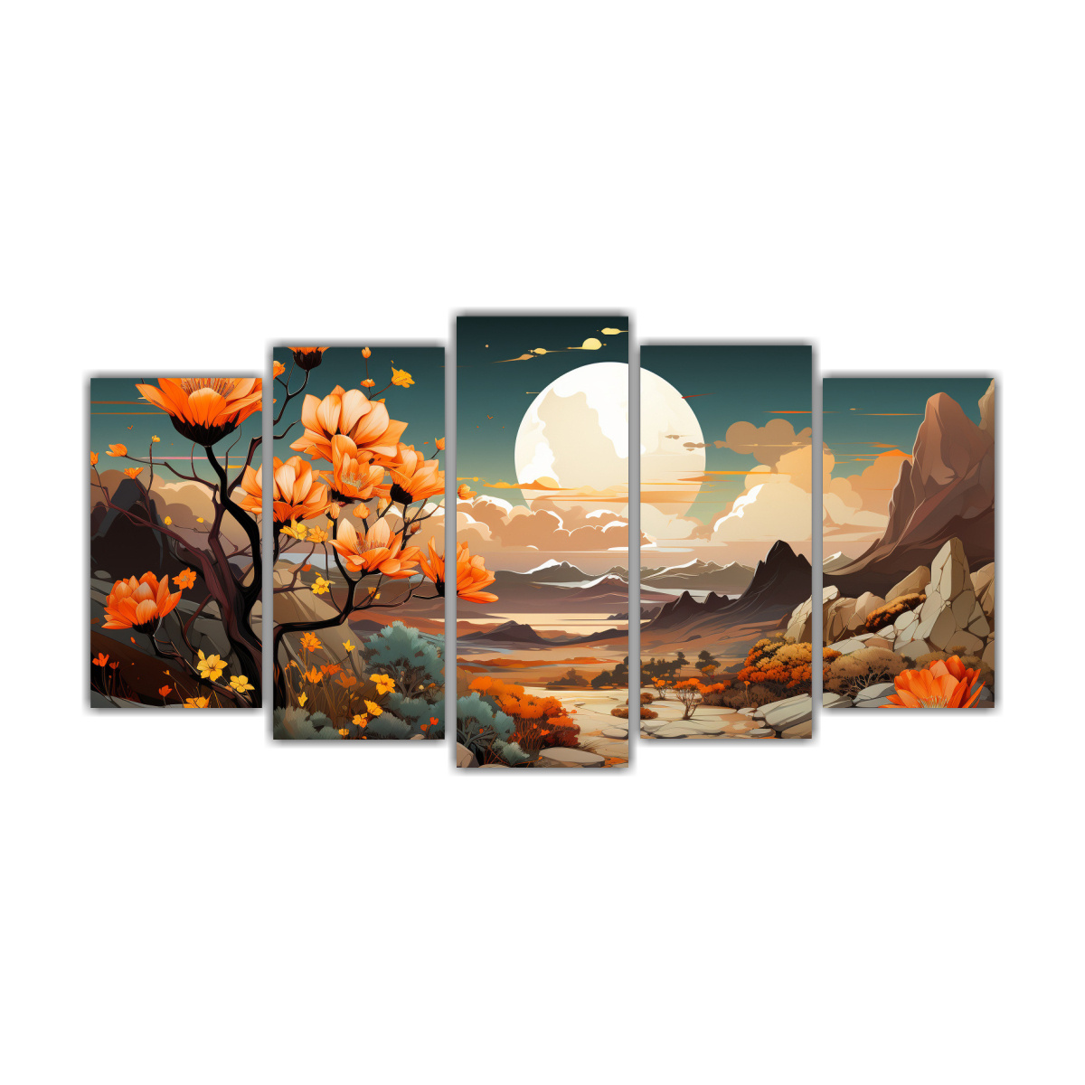 arte-de-pared-equilibrio-joshua-tree-en-naranja-oro-atmosfera-neonoir