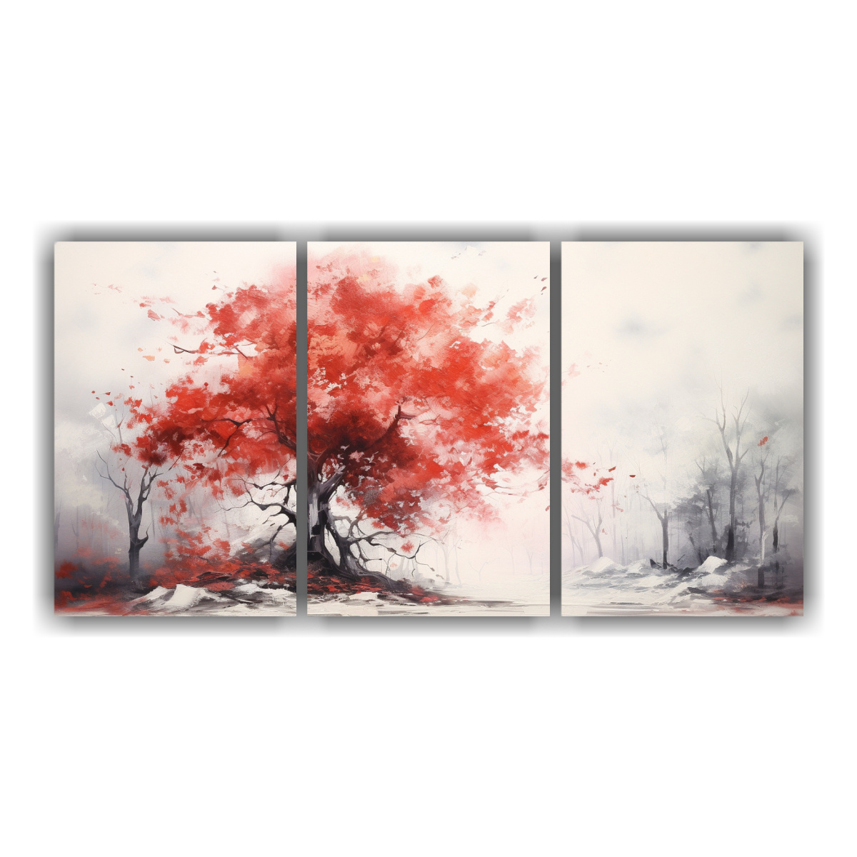 arte-de-pared-impreso-bosque-rojo-abstracto