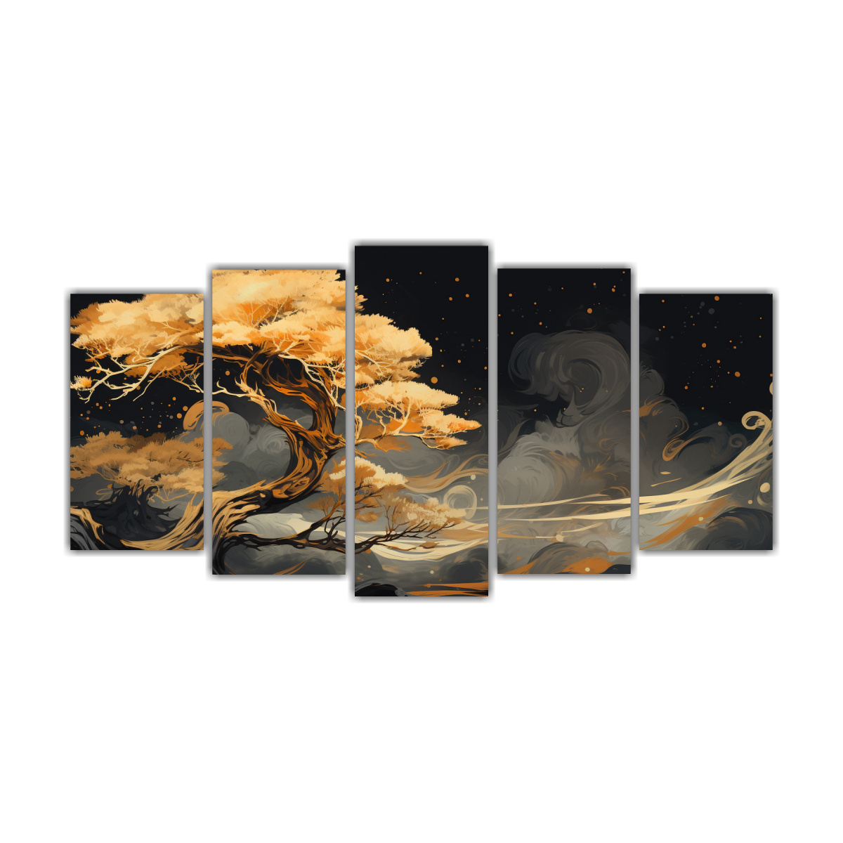 arte-de-pared-impreso-rbol-de-cipr-s-en-colores-dorados