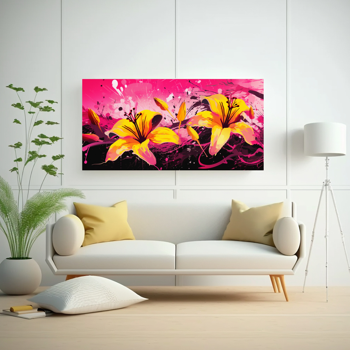 arte-de-pared-l-neas-amarillas-y-rosas-en-estilo-neonoir-1