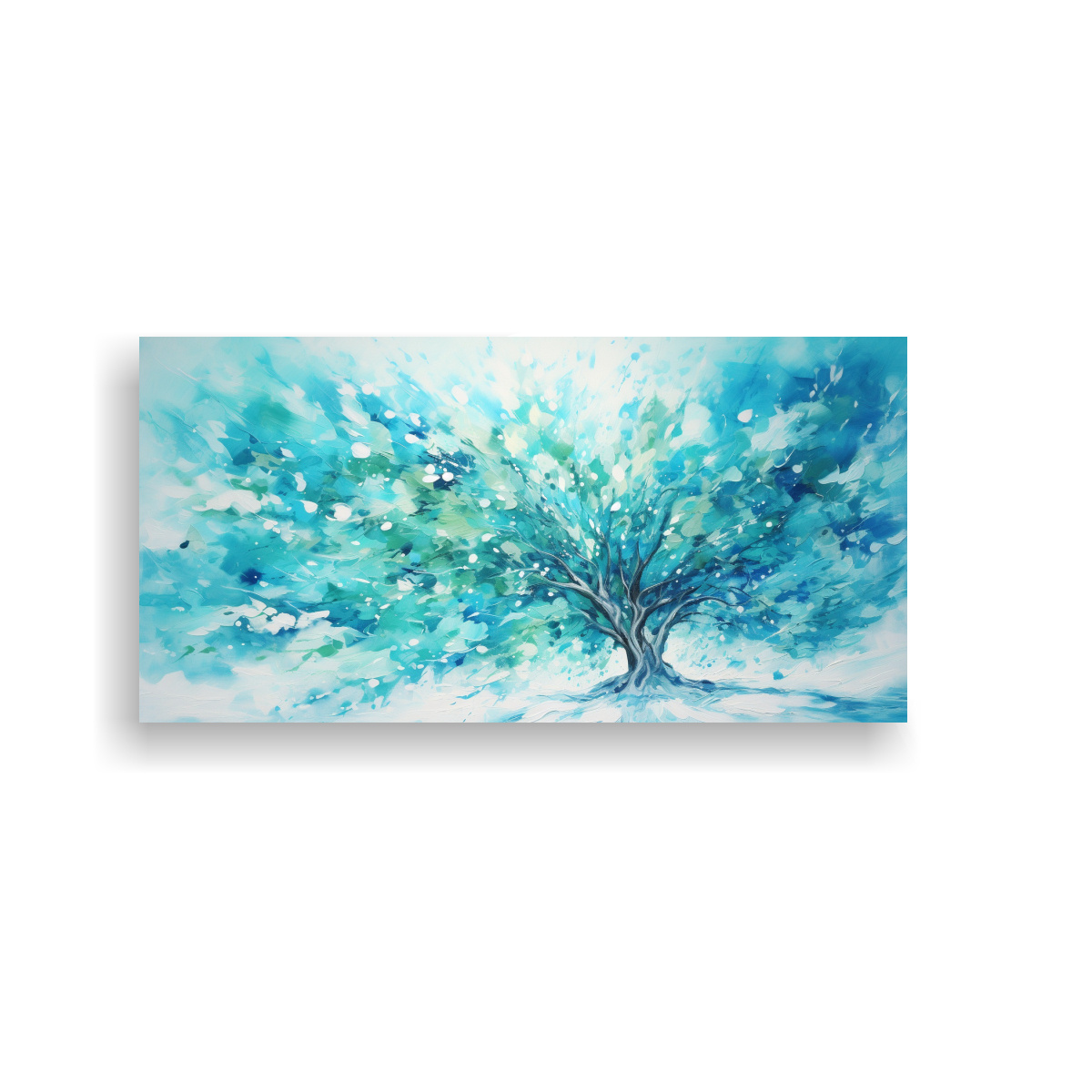 arte-en-tela-cuadro-bonito-de-un-rbol-tropical-en-turquesa-y-azul-pintura-abstracta