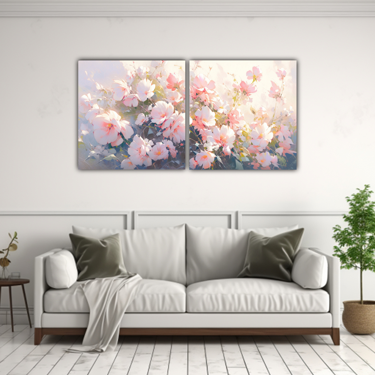 artes-acuarela-set-2-originalidad-pintura-en-lienzo-de-flores-blancas-y-magenta-en-decoraciones-de-pinturas-1