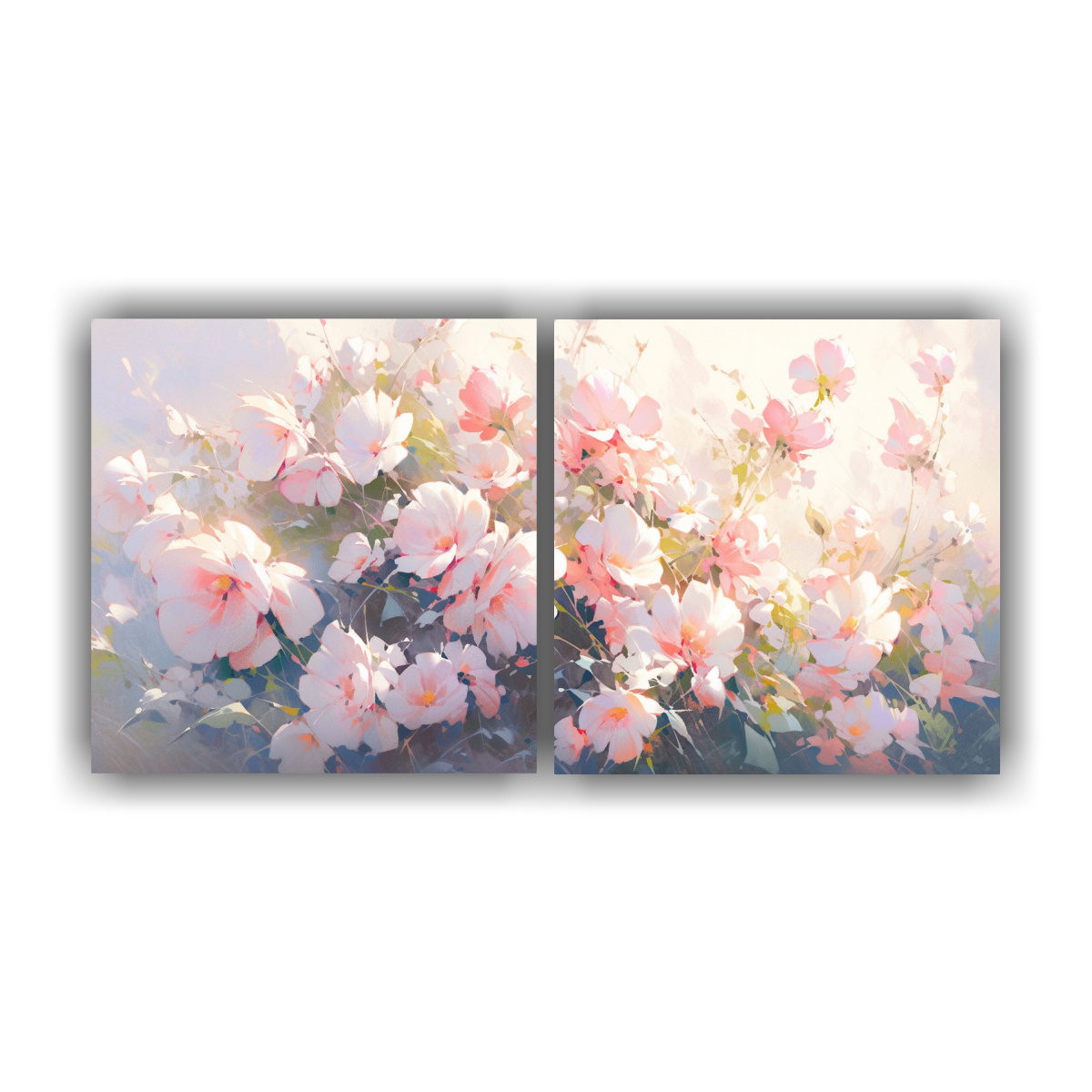 artes-acuarela-set-2-originalidad-pintura-en-lienzo-de-flores-blancas-y-magenta-en-decoraciones-de-pinturas