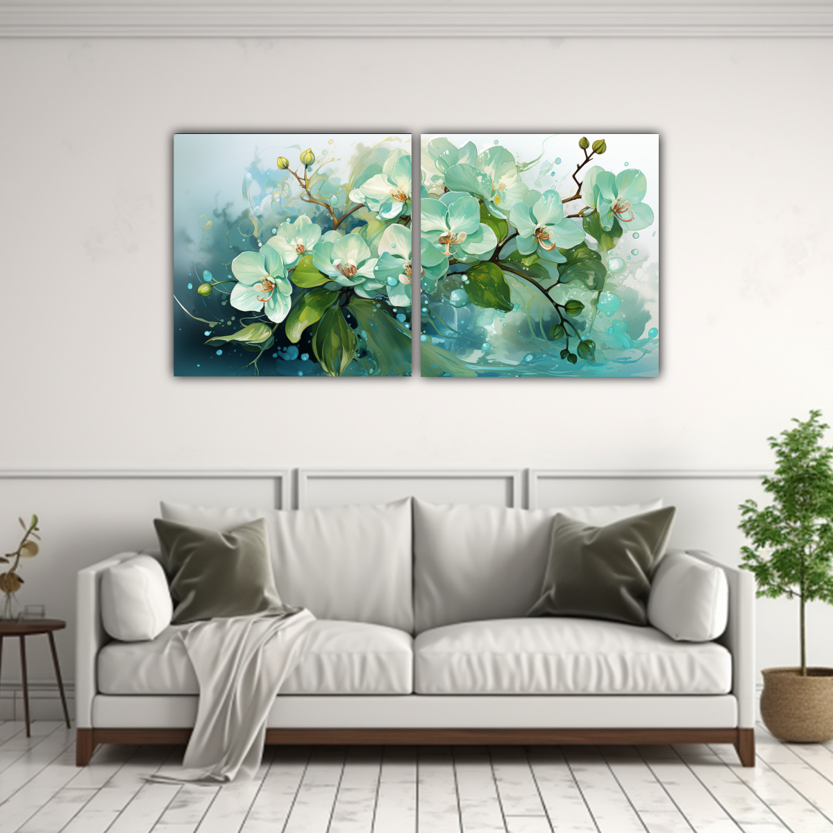 artes-de-pared-calidos-personalidad-con-flores-de-orqu-deas-en-colores-verdes-1