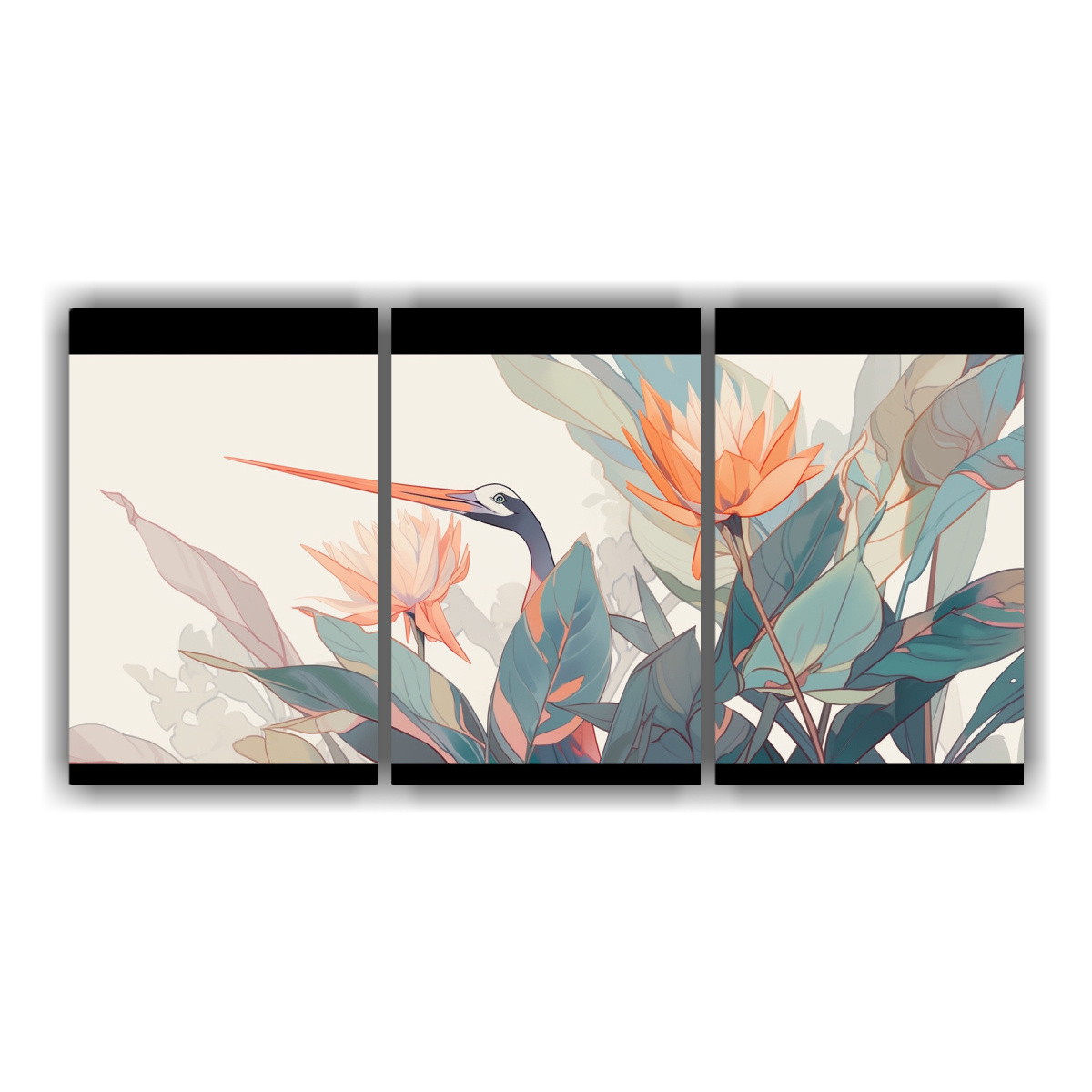 artes-de-pared-creativa-flores-de-para-so-en-colores-apagados-con-atm-sfera-neonoir