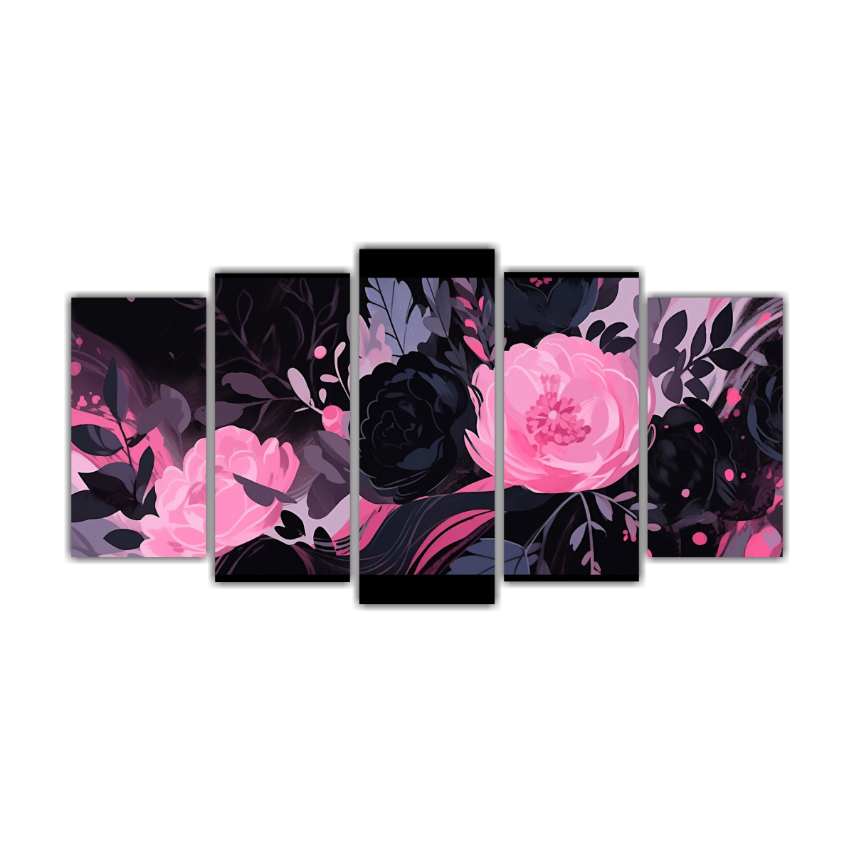 artes-de-pared-dise-o-sala-negra-y-rosa-ambiente-neonoir-estilo-decorativo-pinturas