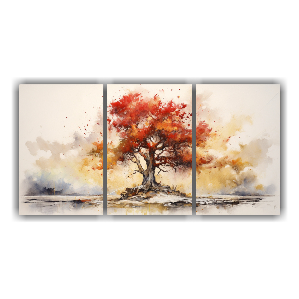 artes-de-pared-vintage-composici-n-din-mica-rbol-de-roble-rojo-y-dorado-pintura-abstracta-en-acuarela