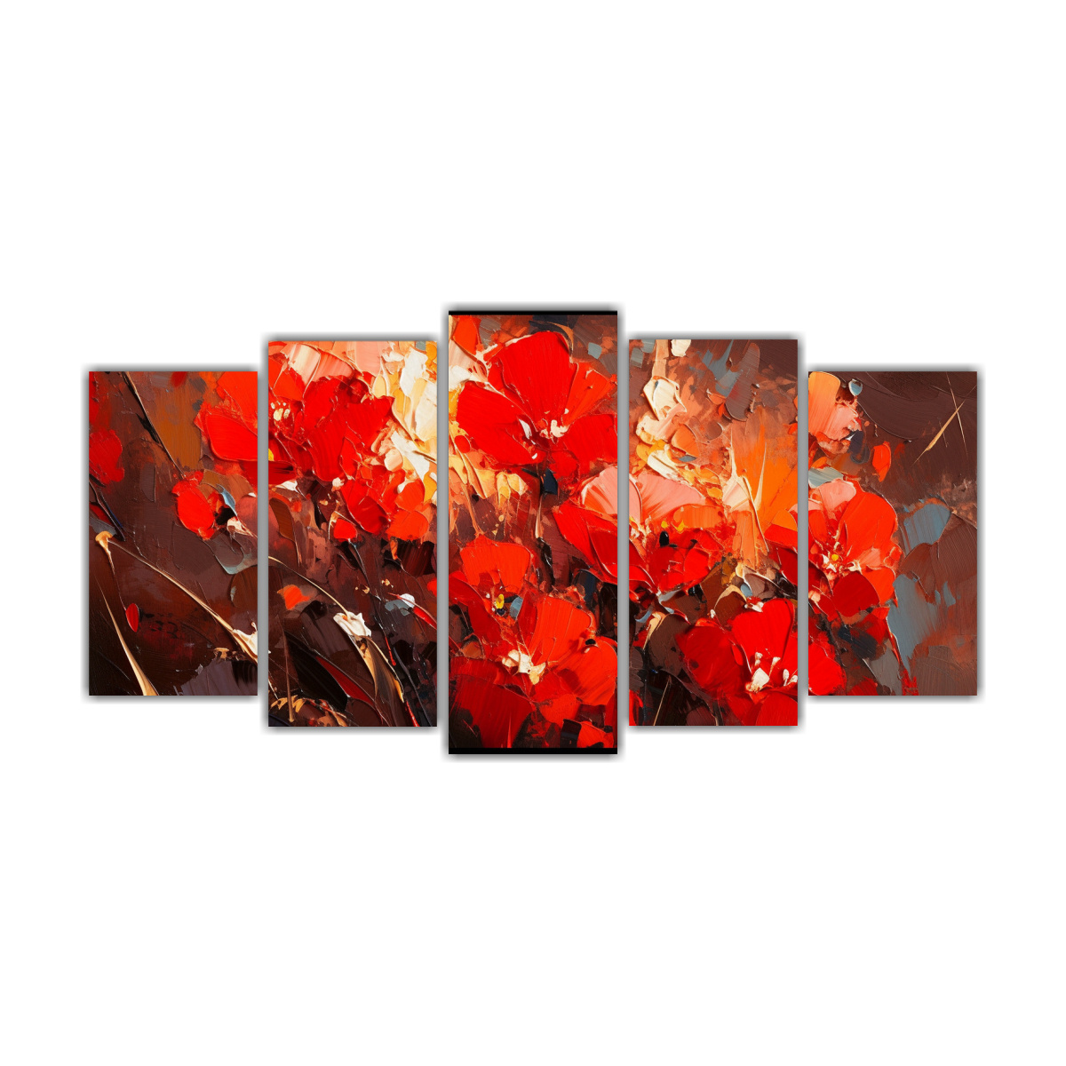 artes-decorativas-de-contraste-en-rojo-y-dorado-pintura-de-flores-en-lienzo-en-decoraciones-de-hogar