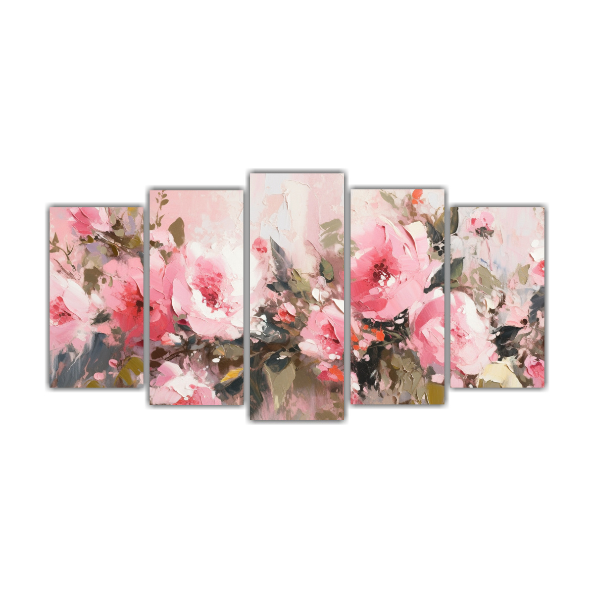 cinco-cuadros-moderno-estilo-a-flores-rosadas-en-lienzo-estilo-pintura-de-decoraci-n