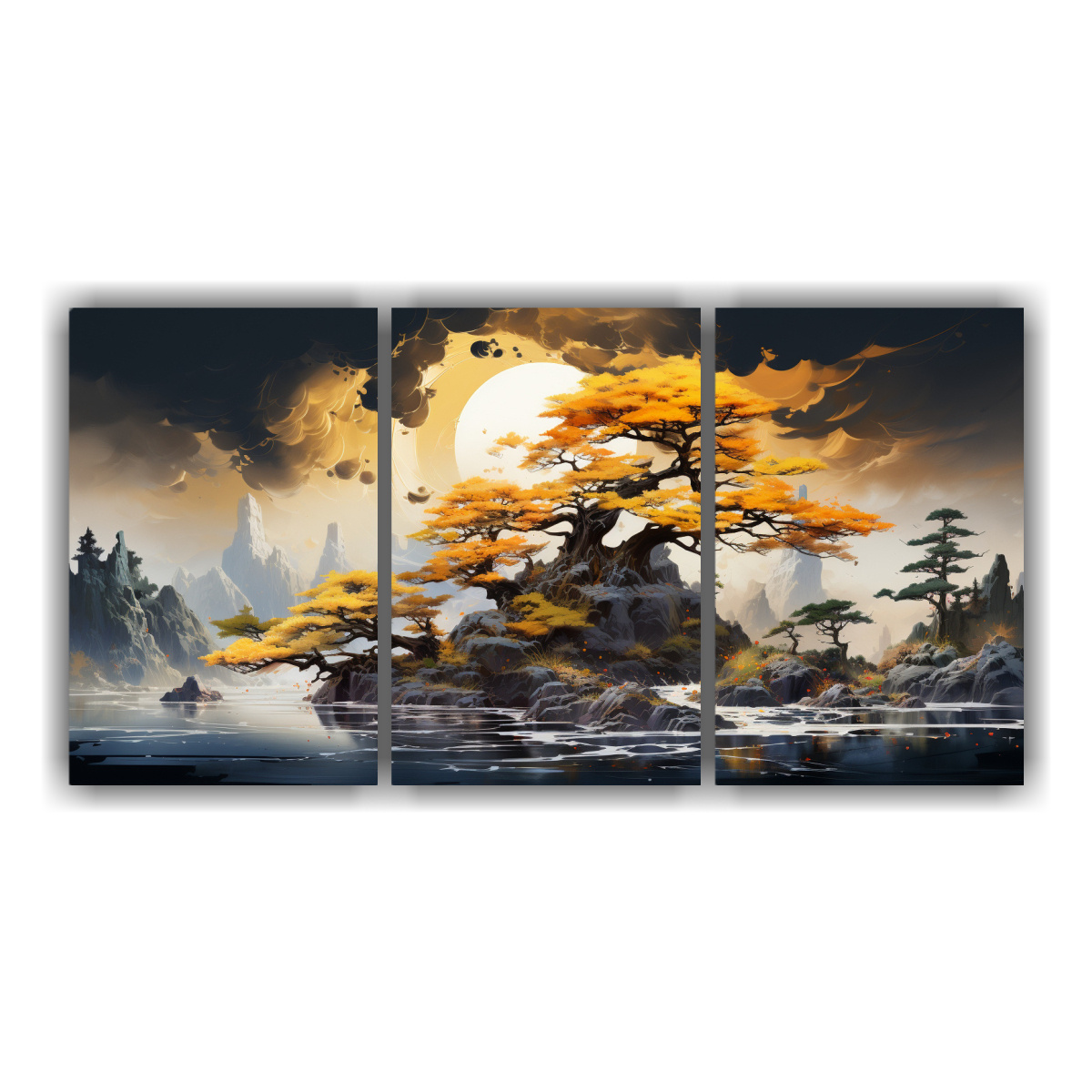 composiciones-tema-simetr-a-rbol-de-bons-i-pino-amarillo-y-colores-dorados-pintura-abstracta