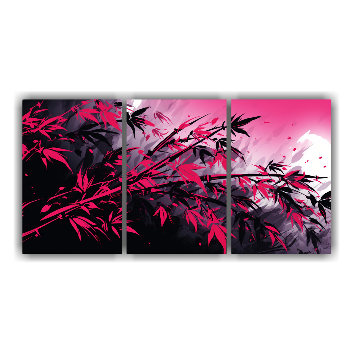 concepto-de-tres-cuadros-de-representaci-n-conceptual-de-plantas-de-bamb-en-colores-negro-y-rosa-con-ambiente-neonoir